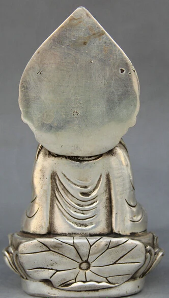 Free Shipping 310@g++China Buddhism Silver Seat Lotus GuanYin Kwan-Yin Boddhisattva Statue Sculpture | Дом и сад
