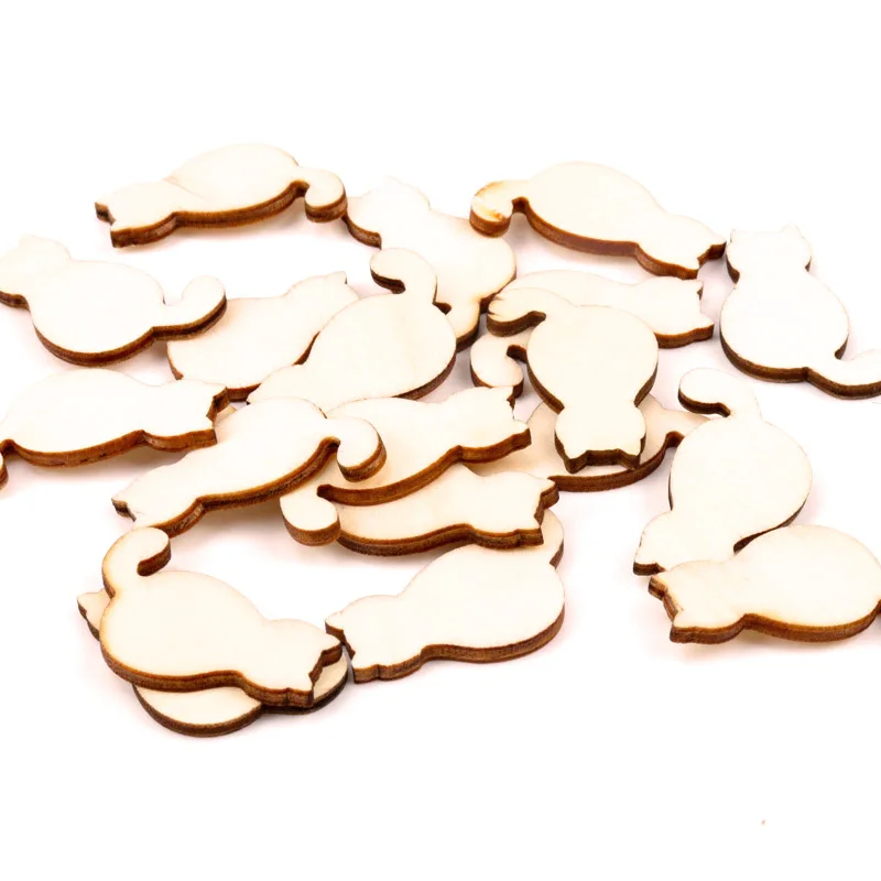 23x35mm 30pcs Natural Cat Pattern Wooden Scrapbooking Art Collection Craft For Handmade Accessory Sewing Home | Дом и сад