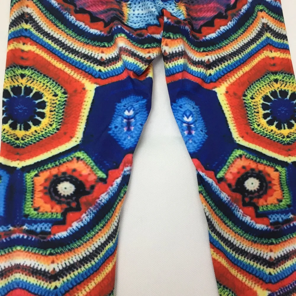 

New Arrival Women Jacquard Print Leggings Elastic High Waist Workout Fitness Female Long Leggins