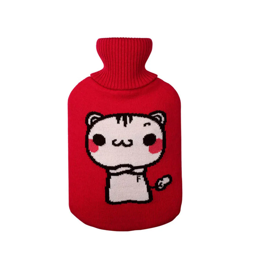 Rose red mouse Вязаный шарф только для 2000 мл заполненный водой горячая сумка для бутылок с водой для согревания рук Термочехол - Цвет: Rose red mouse