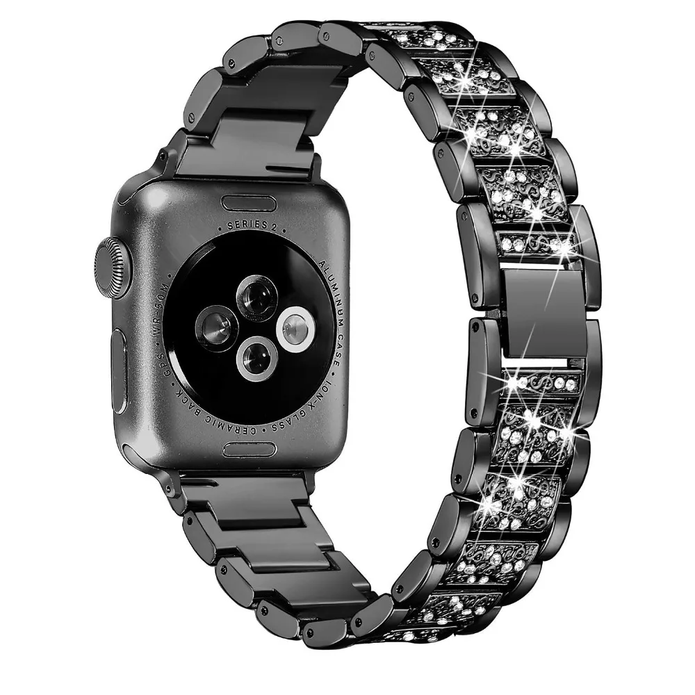 Алмазный ремешок для наручных часов Apple Watch серии 1/2/3/4, 38 мм, 42 мм, iwatch, версия 40 мм/44 мм Нержавеющая сталь браслет ремешок металлический ремешок для наручных часов