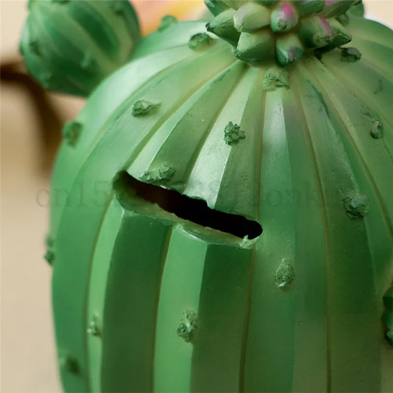 Cute Cartoon Cactus Money Boxes Facial Expression Unique Fun Plant Resin Coin Piggy Bank Home Decoration Christmas Gift | Дом и сад
