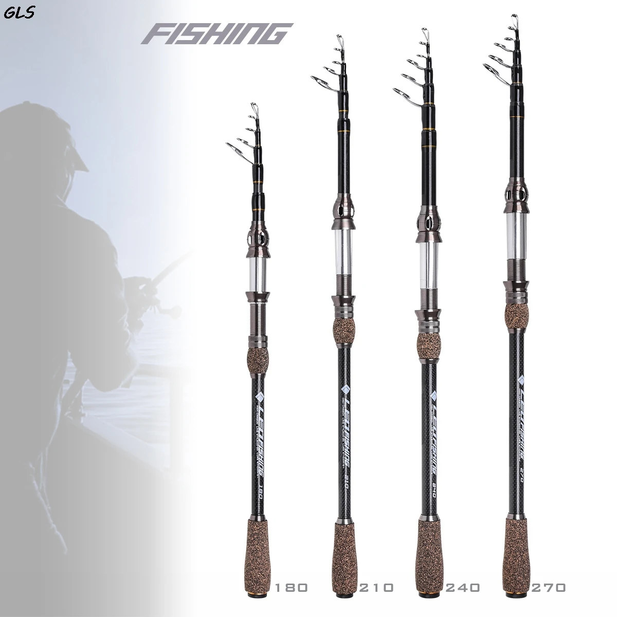 1.8m 2.1m 2.4m 2.7m Carbon Telescopic Spinning Fishing Rod Travel Tackle | Rods