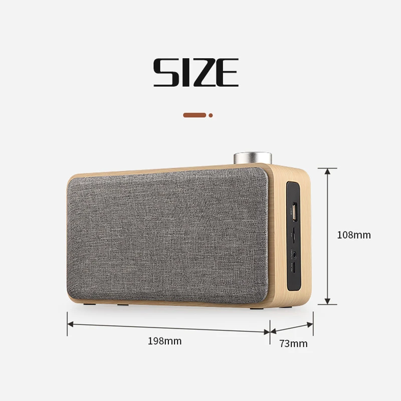 Сенсорный деревянный Bluetooth динамик супер бас портативный сабвуфер Музыка