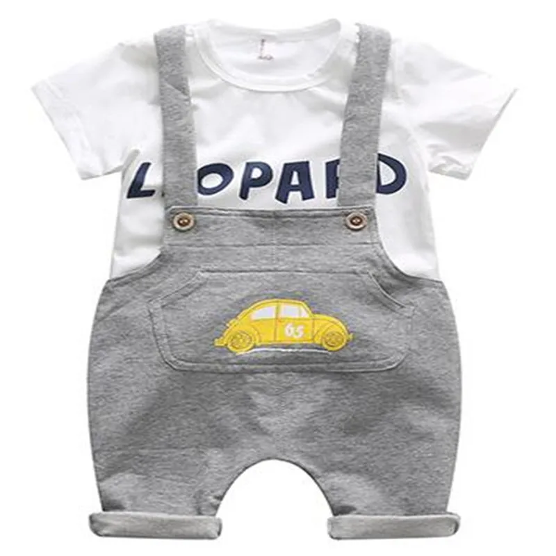 Летняя модная футболка для маленьких мальчиков комплект из 2 предметов шорты +