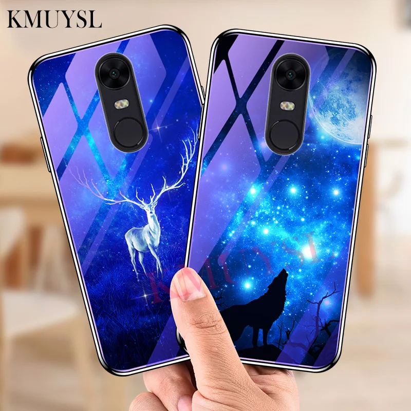 Для Xiao mi Red mi Note 6 5 Pro 4X4 mi 8 SE 6 6X 5X A1 A2 Lite стеклянный чехол для телефона Red mi 5 Plus 5A 6A S2 покрытие синий светильник