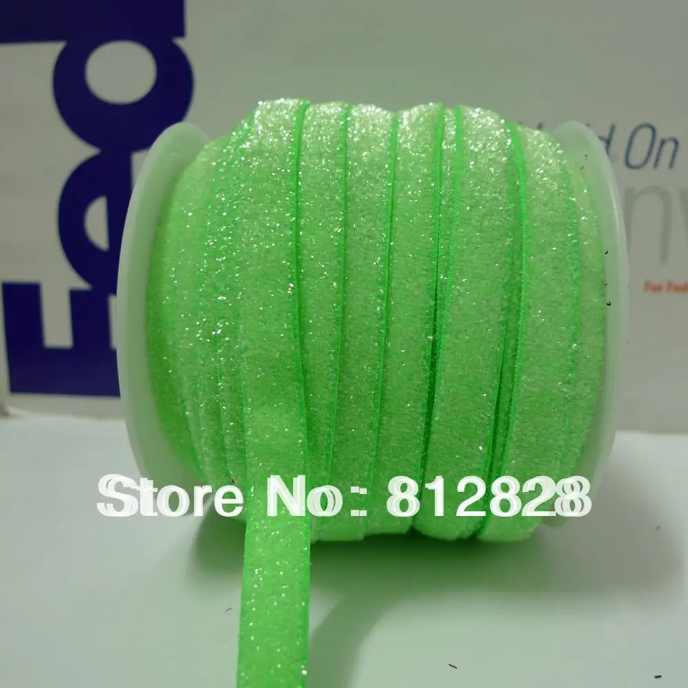 Эластичная растягивающаяся неоновая зеленая блестящая металлическая лента 50