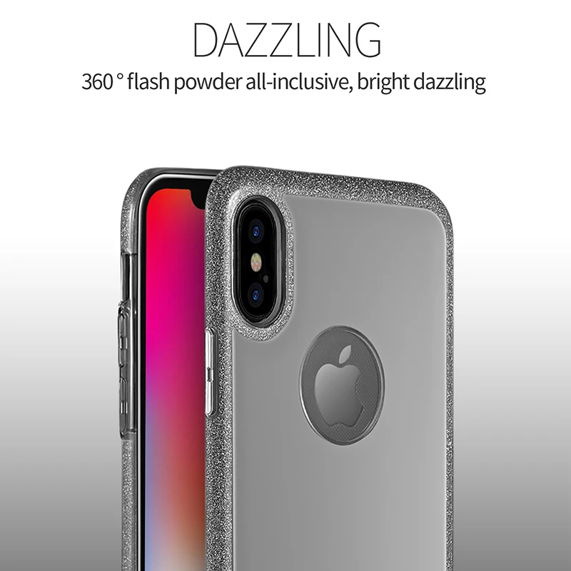 Шикарный Блестящий чехол для iPhone X 10 роскошный Ультратонкий из ТПУ + PC Fundas Capinhas |