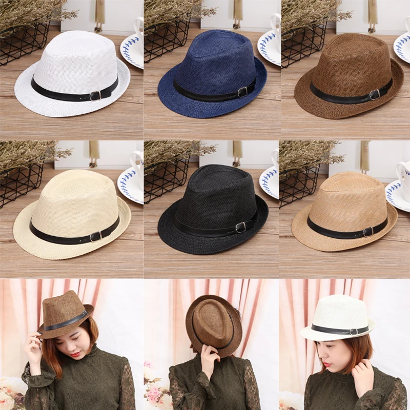 Соломенная шляпа с пряжкой для ремня мужчин и женщин|fedora panama hat|panama fedora hatsfedora |