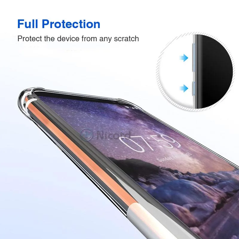 Прозрачный чехол для телефона Nokia 7 Plus 2018 из тонкого мягкого силикона TPU.