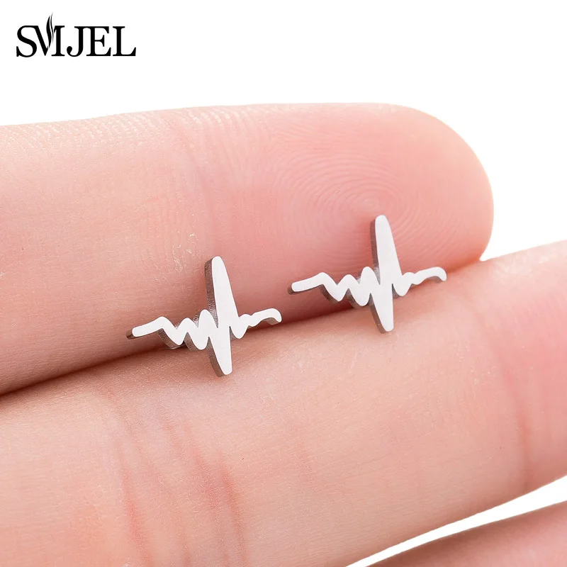 GED086 SMJEL серьги из нержавеющей стали с милыми буквами для женщин, НОВЫЕ геометрические серьги-гвоздики с сердечками, ювелирные изделия, подарок подруге - Окраска металла: GED086