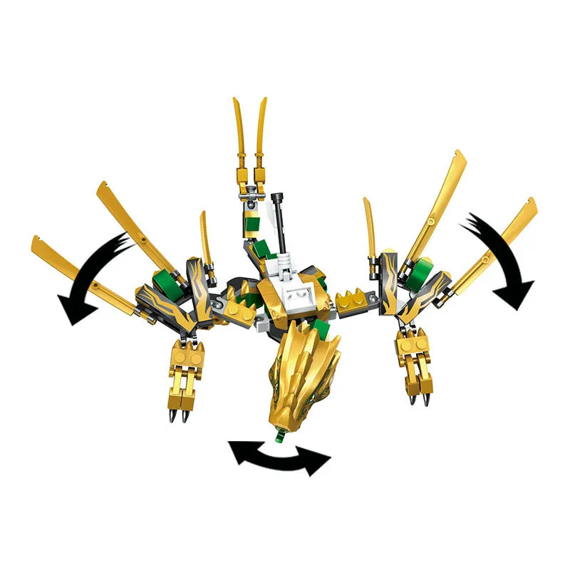 195 шт. строительные блоки NinjagoINGlys с золотым Драконом Ninjagoed Garmadon фигурки на день