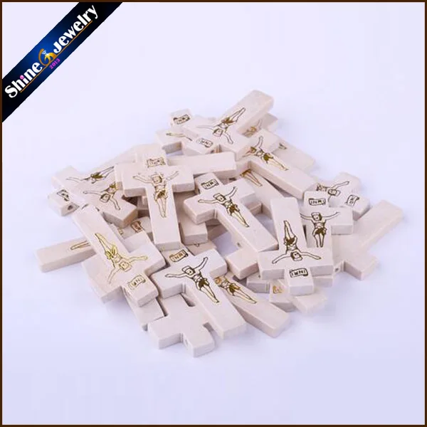 100 шт. новые деревянные кресты натурального цвета Резные с распятием Иисуса