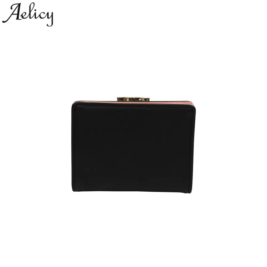 Aelicy Модный милый кошелек женский черный короткий из искусственной кожи с