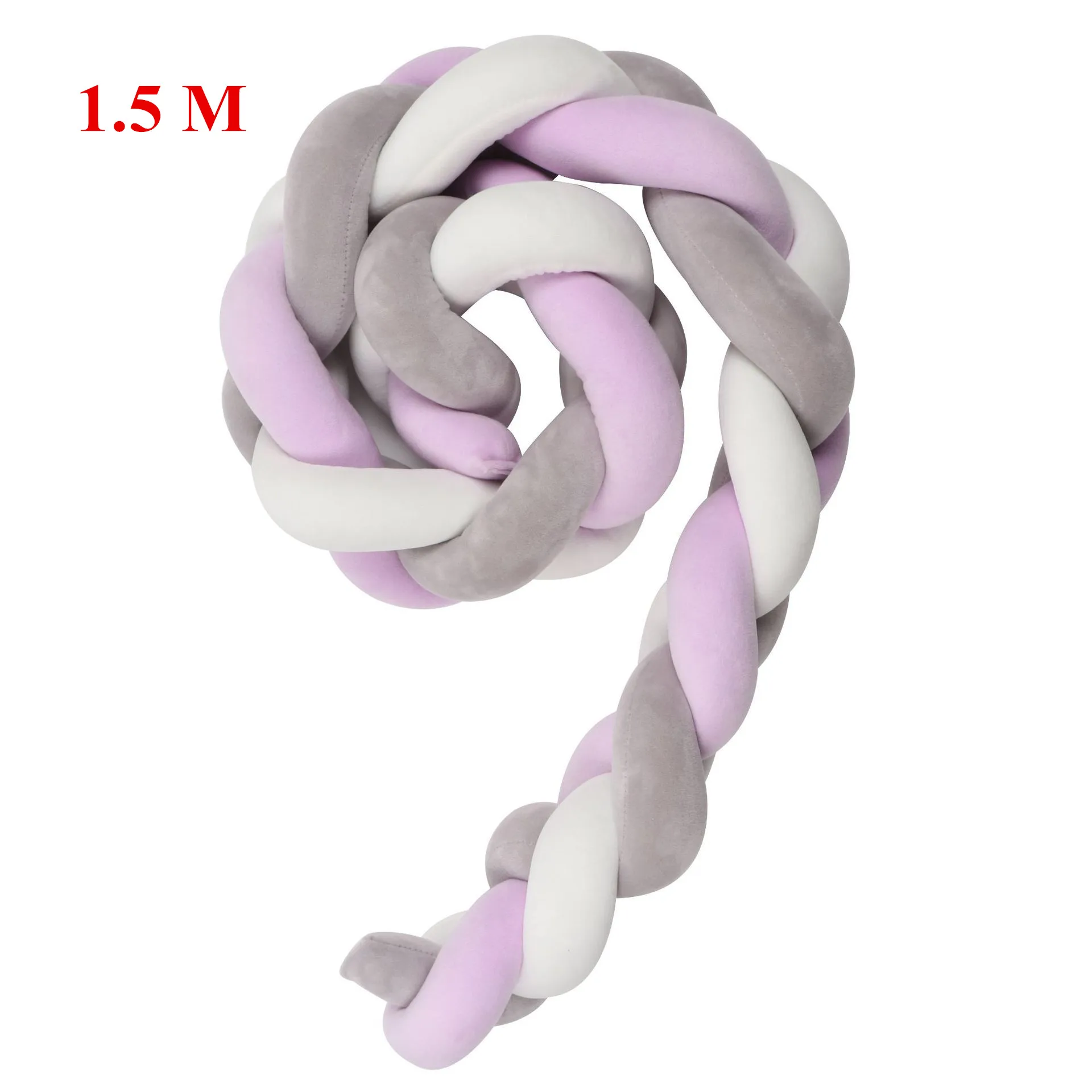 GrayWhitePurple1.5M Trenza Cuna Bebe Детская кроватка бампер в кроватку Тур де ЛИТ Bebe Tresse новорожденная Детская кровать бампер узел/протектор Warkocz Do Lozeczk - Цвет: GrayWhitePurple1.5M