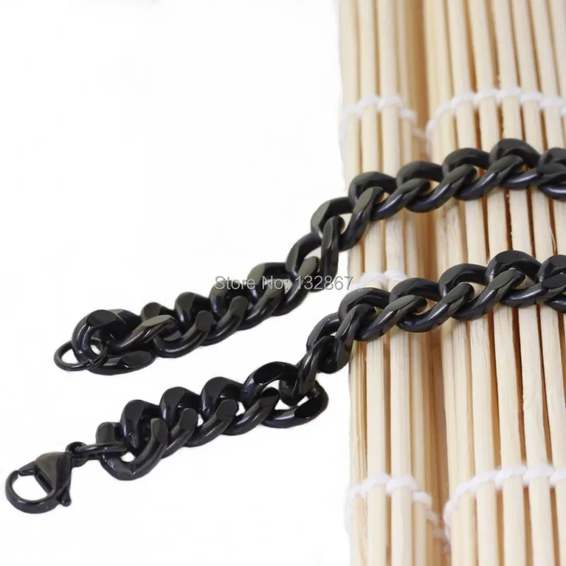 Мужская Черная цепочка из нержавеющей стали 11 мм панцирное ожерелье 24 ''для