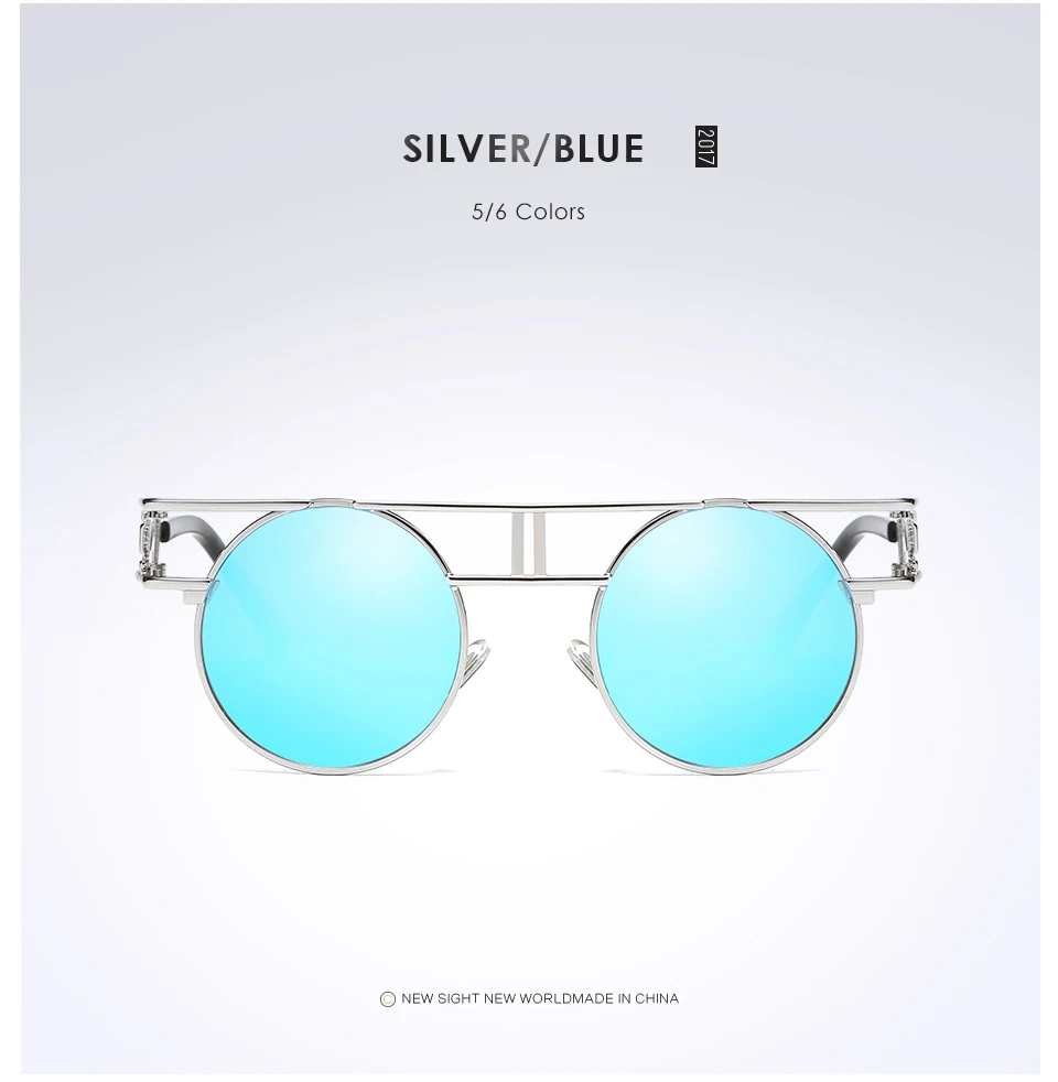 GY в винтажном стиле, в готическом Ретро зеркальные очки в стиле стимпанк Солнцезащитные очки черные поляроидные солнцезащитные очки Круглые Солнцезащитные очки Ретро Винтаж UV400 gafas de sol - Цвет линз: COLOUR 5