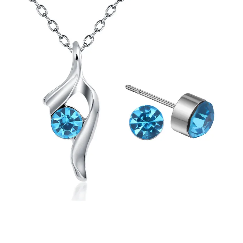 Женский ювелирный комплект из колье и серёг с австрийским кристаллом | Украшения