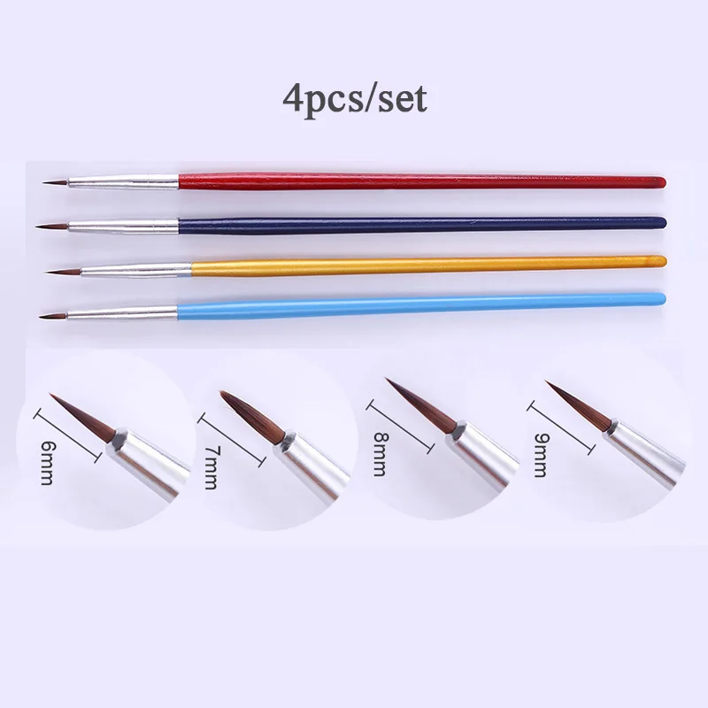 4pcs Набор кистей для рисования ногтей декорация для ногтей градиент линии кисти кристалл акриловый тонкий лайнер для рисования карандаш для маникюра, инструменты для Удлинительный УФ-гель - Цвет: 4pcs
