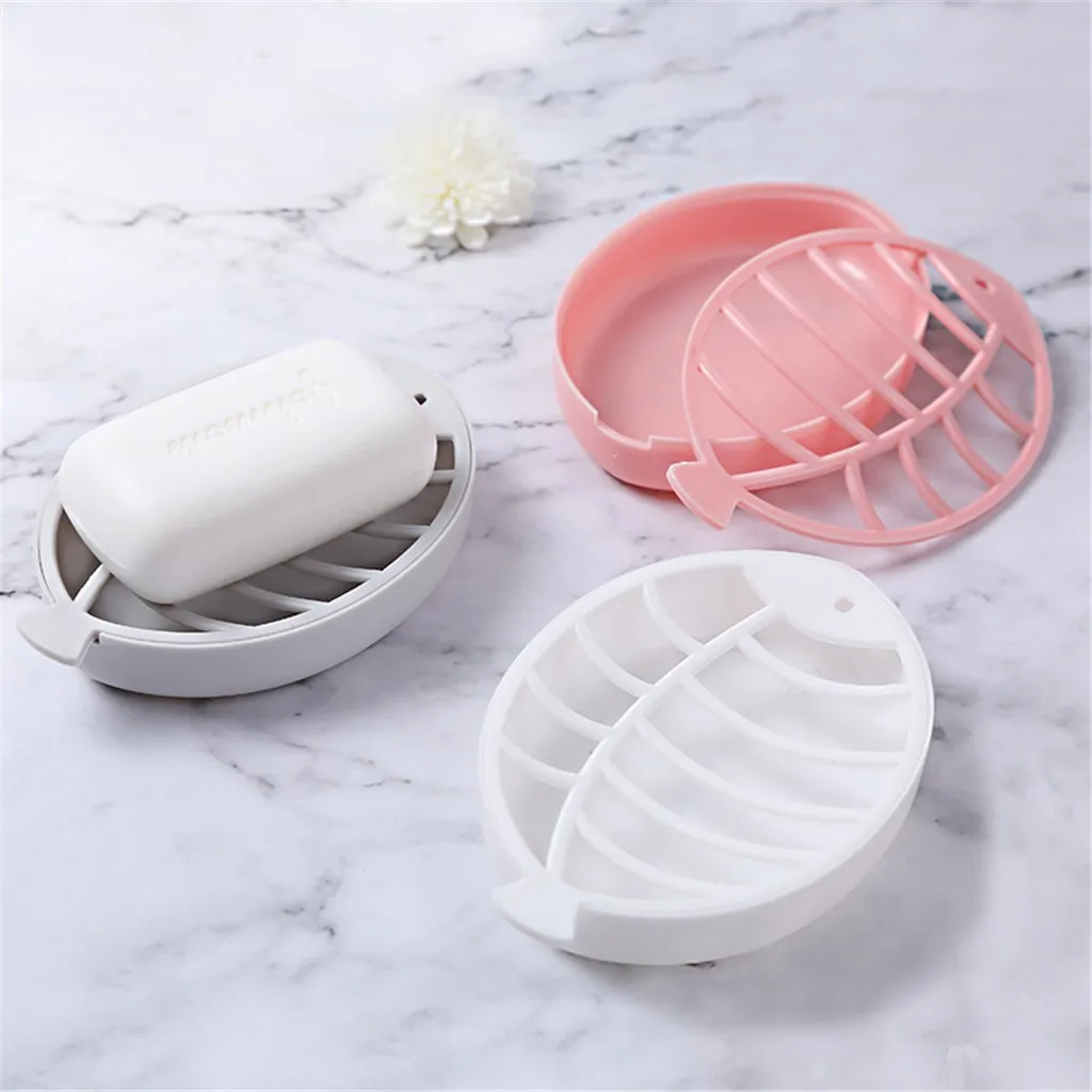 Soap box cute fish-shaped double drain soap rack sponge L0411 | Дом и сад