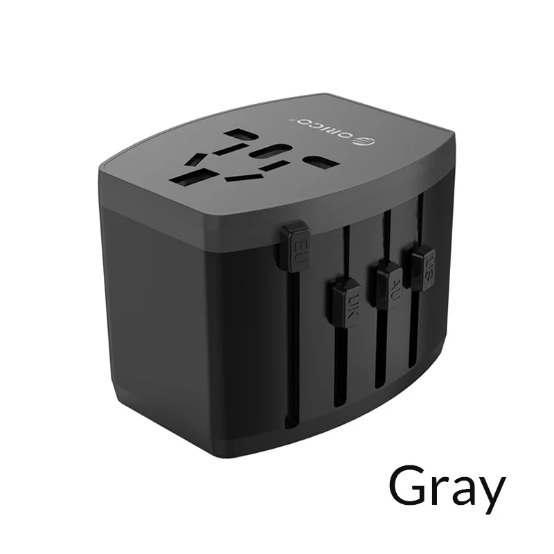 Gray ORICO дорожный адаптер электрическая розетка EU/US/UK/AU штекер Универсальный адаптер питания с 4 портами usb 5V3. 4A зарядное устройство - Цвет: Gray