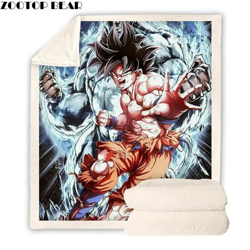 Откидное покрывало с 3D принтом Dragon Ball для детей и взрослых, одеяло на искусственном меху, дорожное одеяло для дивана zootop bear - Цвет: BZKH1247