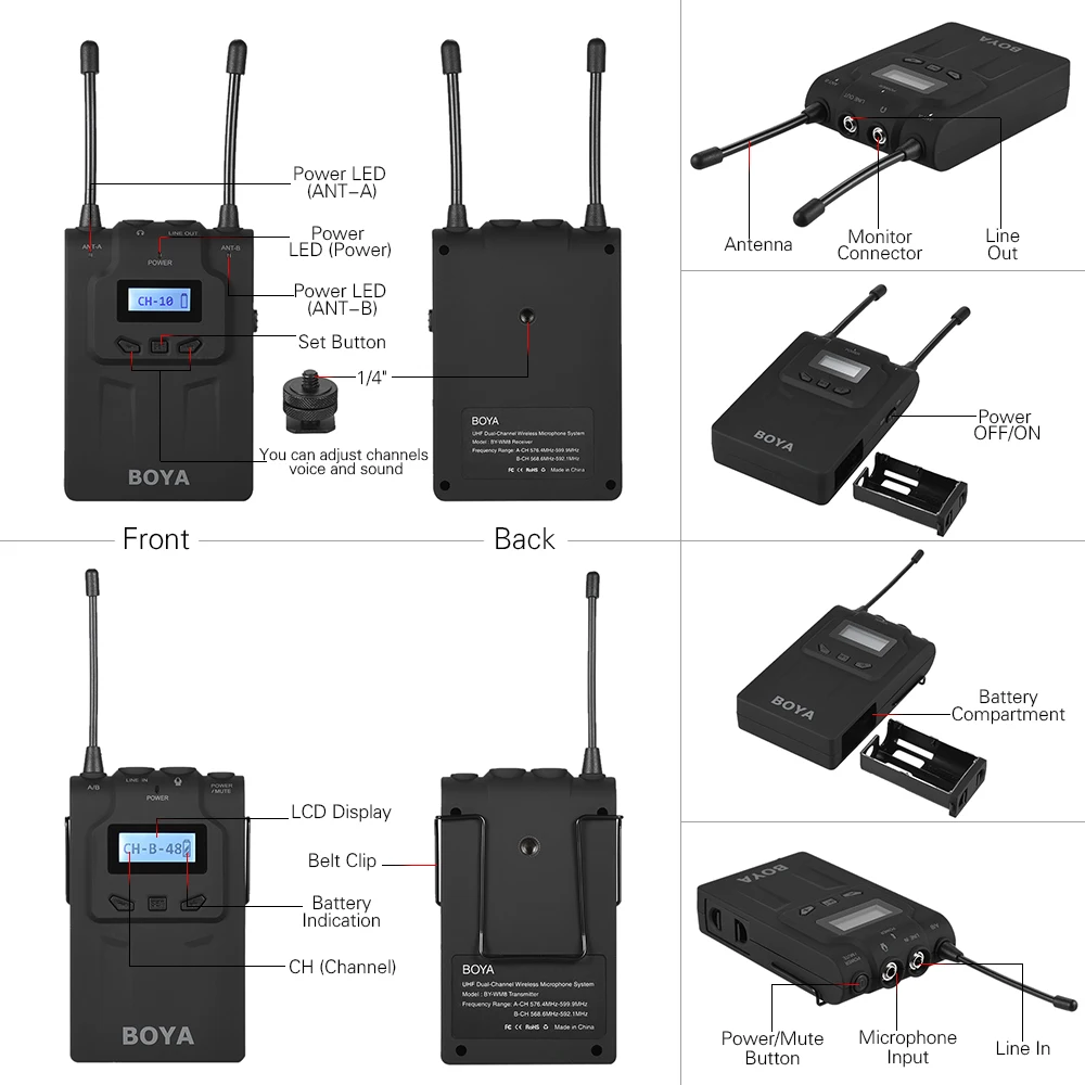 Condenser Conference Handheld Omnidirectional Microphone Wireless 2 Transmitter 1 Receiver system | Электроника