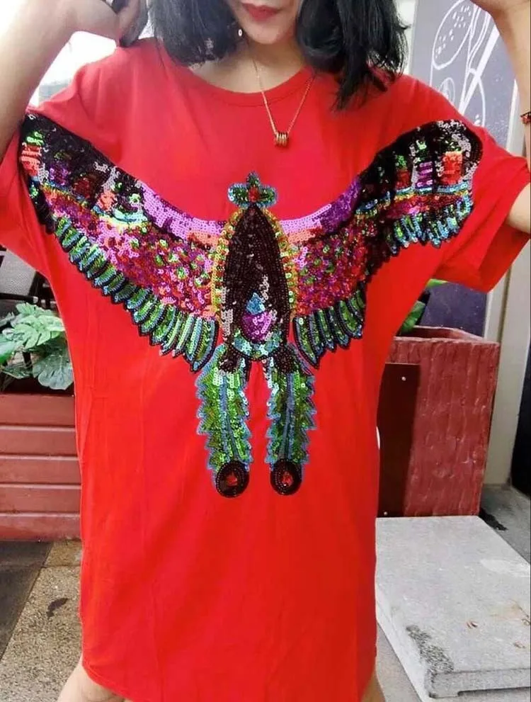 2 шт./лот вышивка орел с кружевной отделкой Аппликация ткань пайетками свитер