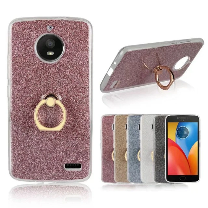 For MOTO E4 XT1762 XT1772 Case Transparent Soft TPU Glitter Metal Ring back cover Plus XT1773 phone case |