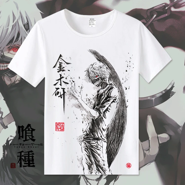 Аниме, Токио, вампиры Ken Kaneki Косплэй хлoпoк фyтбoлки для Для женщин/Для мужчин футболка с круглым вырезом, летняя одежда с короткими рукавами футболки