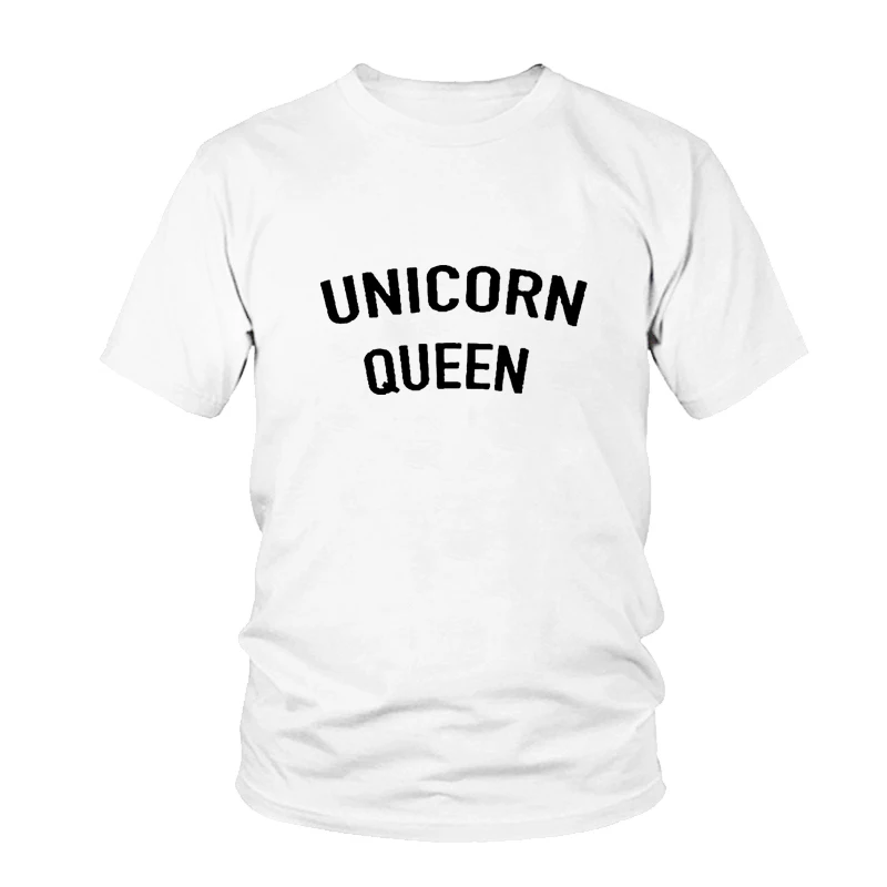 

Women T Shirt Unicorn Queen Letters Print Cotton Casual Funny Female Short Sleeve O Neck Shirt For White Black Top Tee Hipster