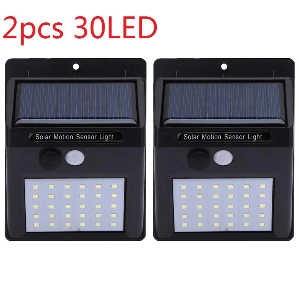 30LED 2PCS 1-4 шт., 20/30 светодиодов, солнечный светильник, PIR датчик движения, солнечный садовый светильник, уличная энергосберегающая лампа для двора - Испускаемый цвет: 30LED 2PCS