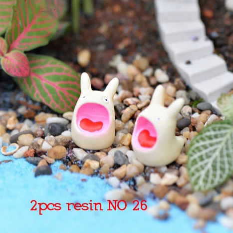 Micro Fairy Garden Figurines Miniature Desktop Decoration Terrarium Succulents Anime My Neighbor Totoro Action Figures Gift DIY - Цвет: 026 Resin 2pcs