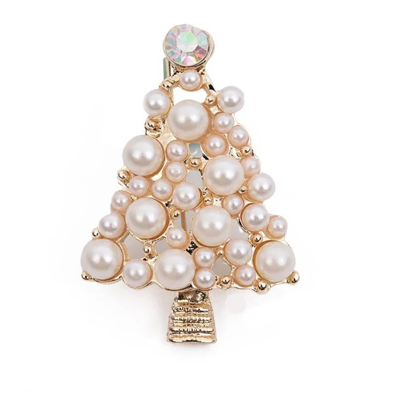 

American and European fashion pearl Cheap high-grade brooch pearl Christmas tree brooch ornaments Woman Dress Brooch Hot Sell
