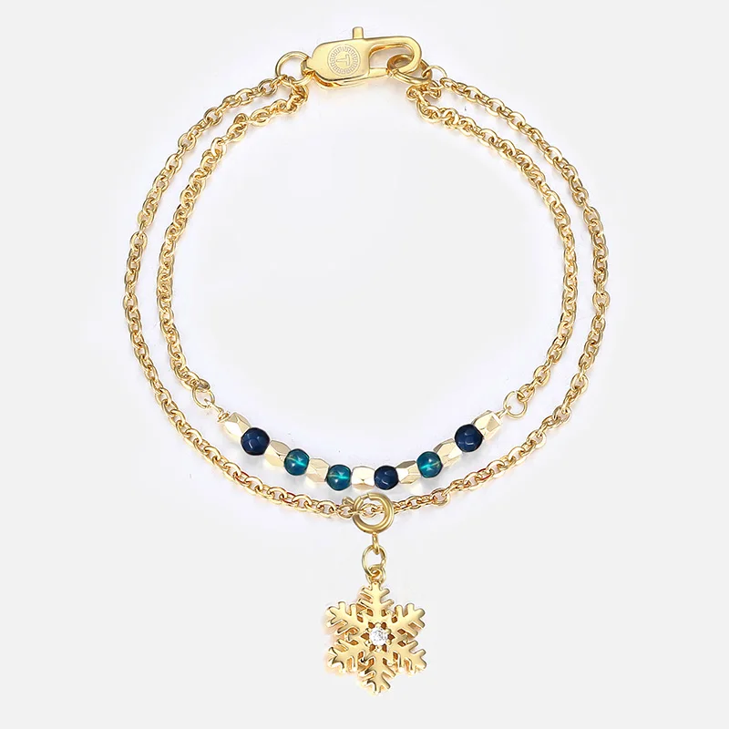 Снежинка Шарм Браслеты для Для женщин Нержавеющая сталь золотая цепочка Роло