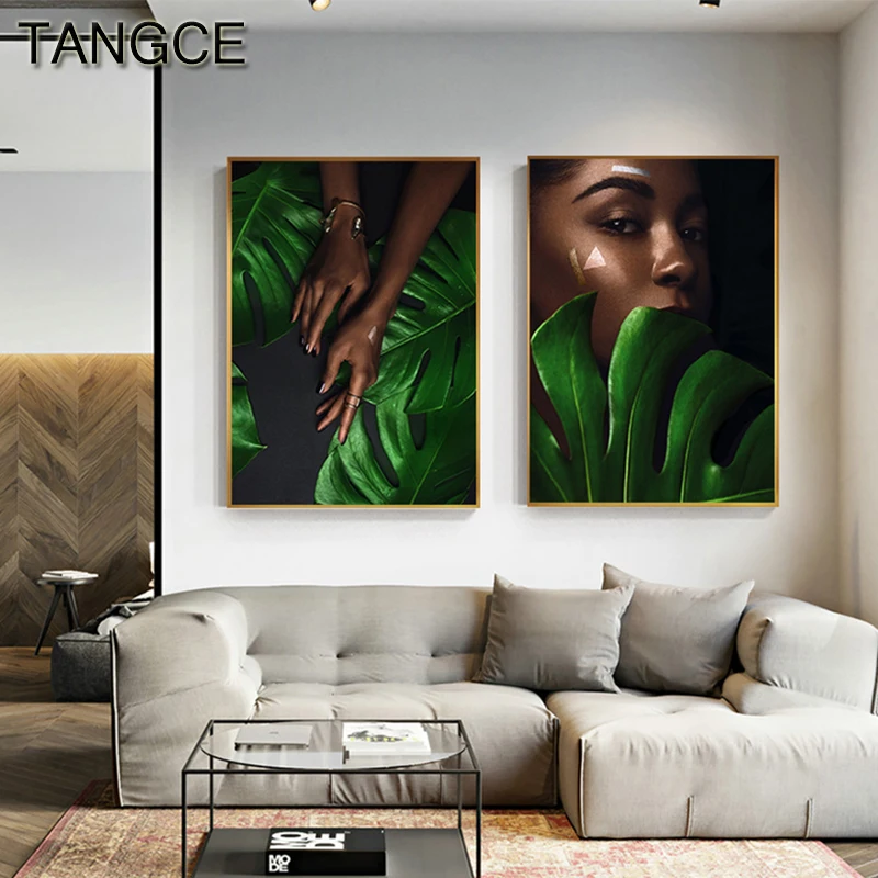 

Abstract Black Women Lip Hand Eye Gaze Canvas Wall Painting Fashion Print and Poster For Living Room Bedroom Nail Art Decoration