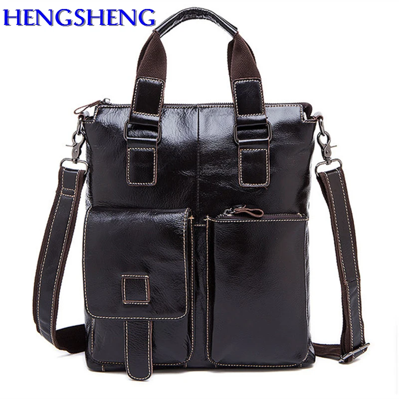 Бесплатная доставка черные мужские сумки через плечо из натуральной кожи с