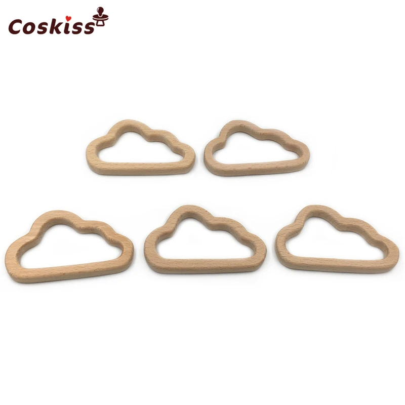 Органический Детский Прорезыватель для зубов деревянный с косыми облаками