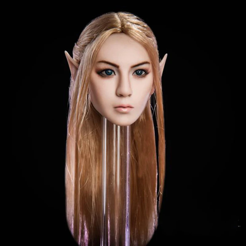 1:6, женская голова, резьба, голова эльфа, голова девушки, резная, черные/светлые волосы, съемные уши, лепим, модель для 12 дюймов, Phichen, бледная/загорелая фигура