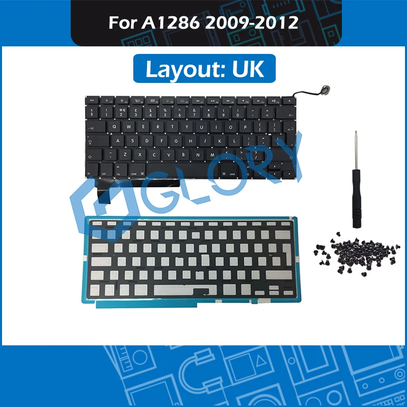 

New A1286 Keyboard UK Layout for Macbook Pro 15" A1286 Keyboard Replacement with Backlight Screws 2009-2012 Year