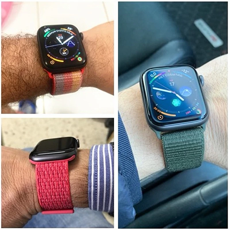 Нейлоновый спортивный бесшовный ремешок для наручных часов iwatch, 4 цвета, в полоску, легкий мягкий сплетенный ремешок для наручных часов Apple Watch 4 серии 3/2/1 38 мм 42 мм 40 мм 44 мм