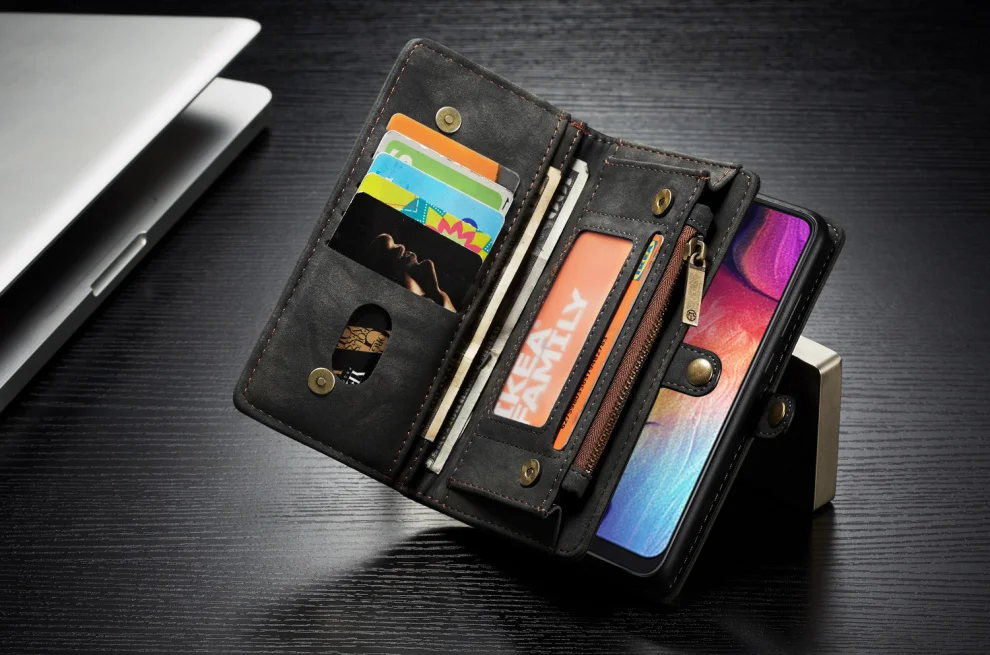 Кожаные мобильные мешочки для телефона Чехлы для samsung Galaxy A20 A20E A30 A40 A50 A70 A80 с застежкой-молнией съемный флип-чехол