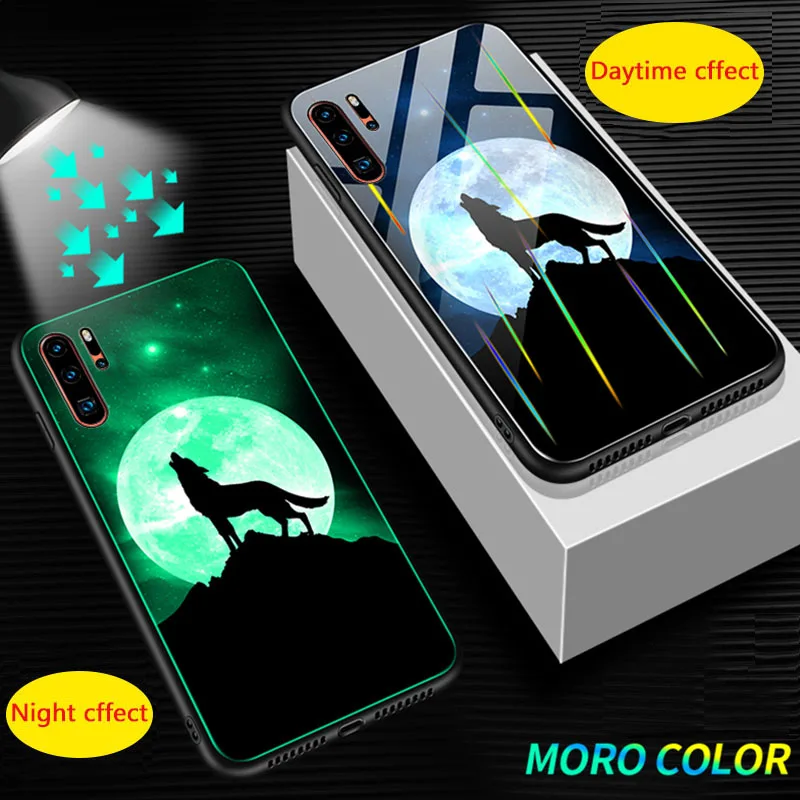 Светящийся стеклянный чехол для телефона Aurora для huawei P30 mate 20 P20 Pro, задняя крышка для Honor 20 S 9X Pro 20i 8X 8C V10 8 Lite, чехол для телефона