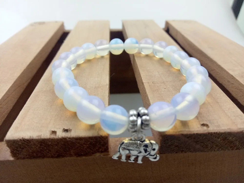 Модные браслеты для мужчин и женщин 8 мм браслет из опала бусины мини подвеска в