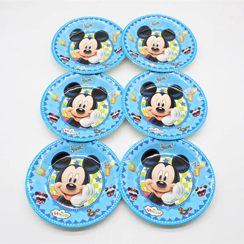 6pcs 9 inch Животные анимация мультфильм Микки Маус Синяя тема Микки Маус одноразовая посуда День рождения украшение для детей - Цвет: 6pcs 9 inch
