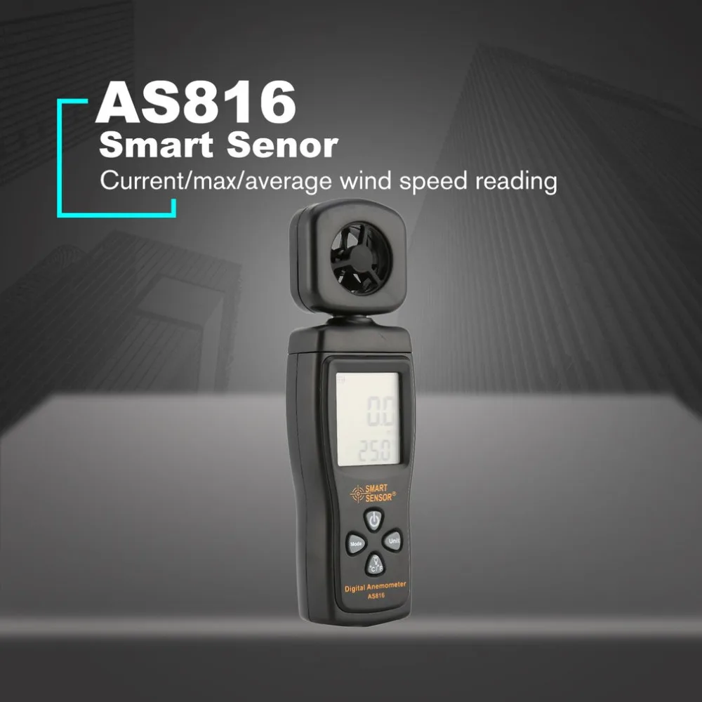 Smart Senor AS816 Анемометр термометр Ветер воздуха Скорость Калибр метр Windmeter