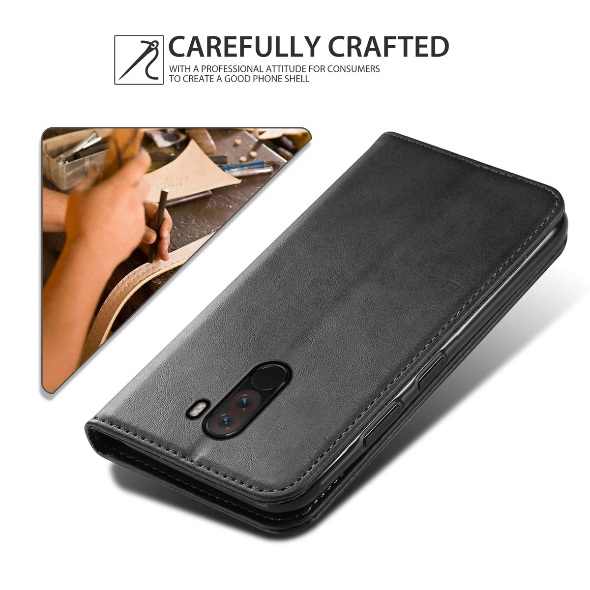Для глобальной версии Xiaomi POCOPHONE F1 POCO чехол до середины икры зерна из искусственной кожи откидной Чехол-бумажник с подставкой с отделением для карт для Pocophone F1