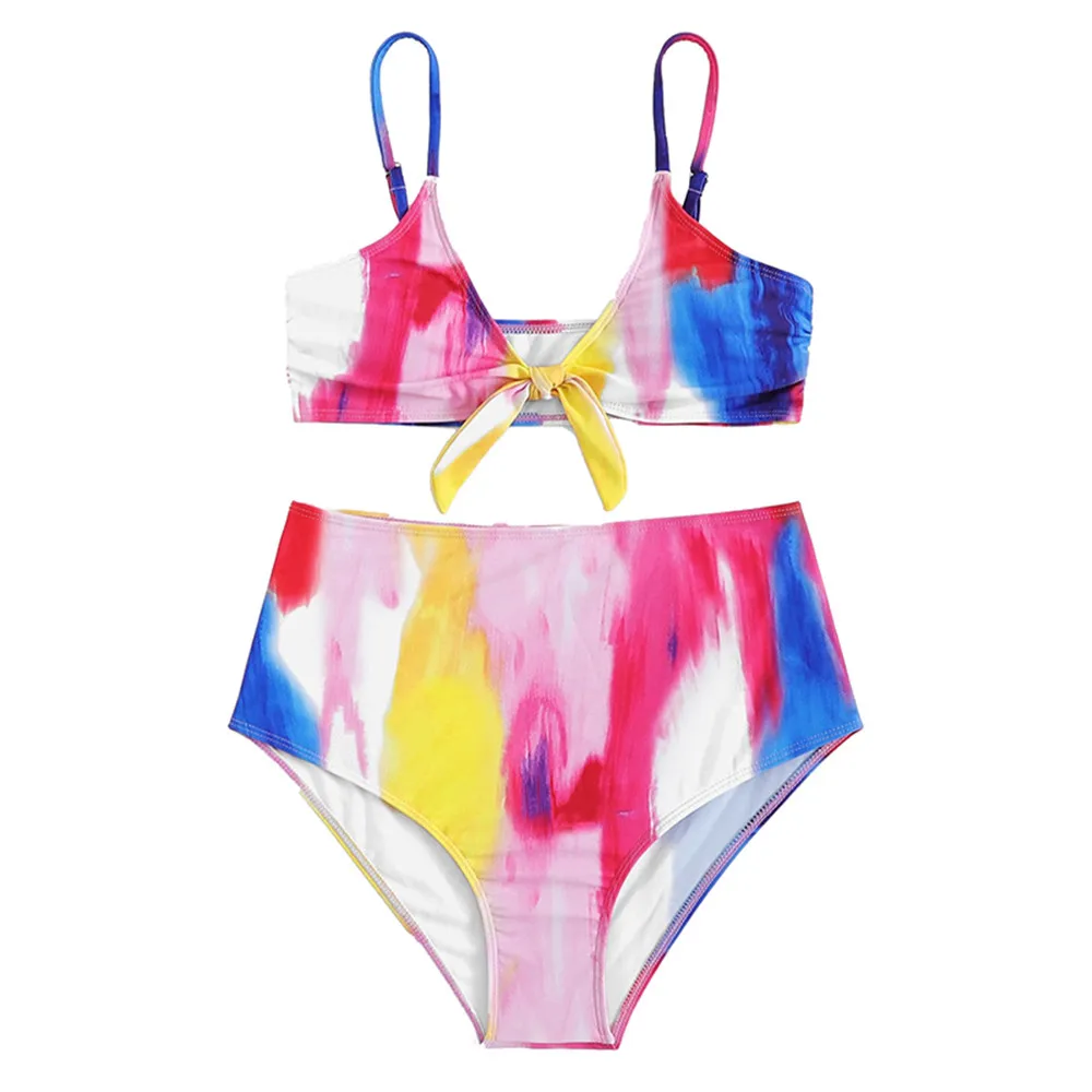 Lovely colorful bikinis sexy push up women's swimming suit bow bikini set high waist swimwear beach wear |