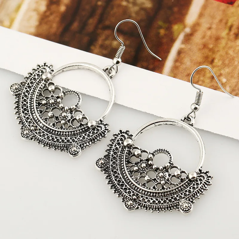 Модные резные Этнические серьги богемные висячие в стиле бохо женские массивные