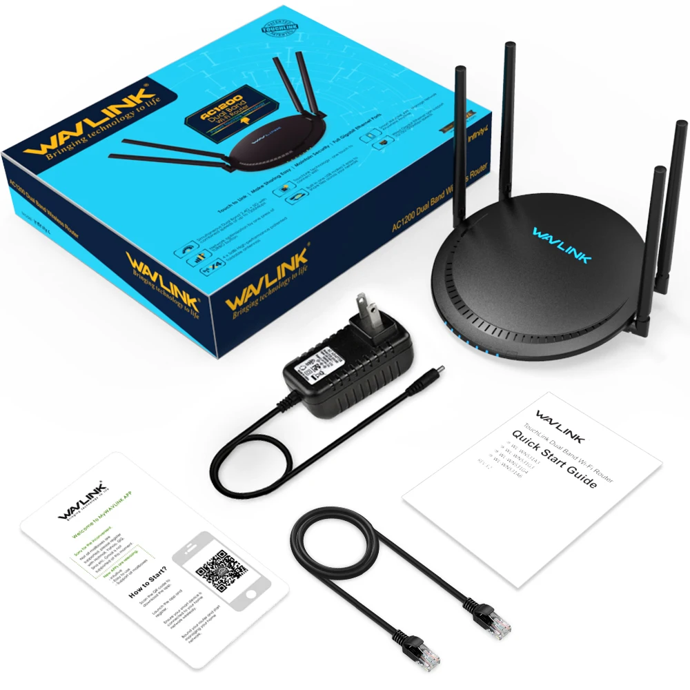 Wi-Fi роутер Wavlink AC1200 гигабитный усилитель 5 ГГц 2 4 ретранслятор 1200 Мбит/с 4x 5dbi Touchlink